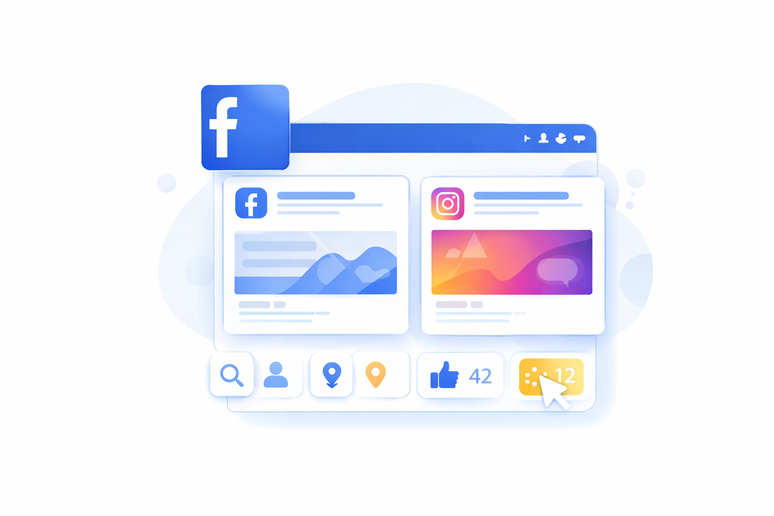 Social Media Advertising Dashboard Illustration